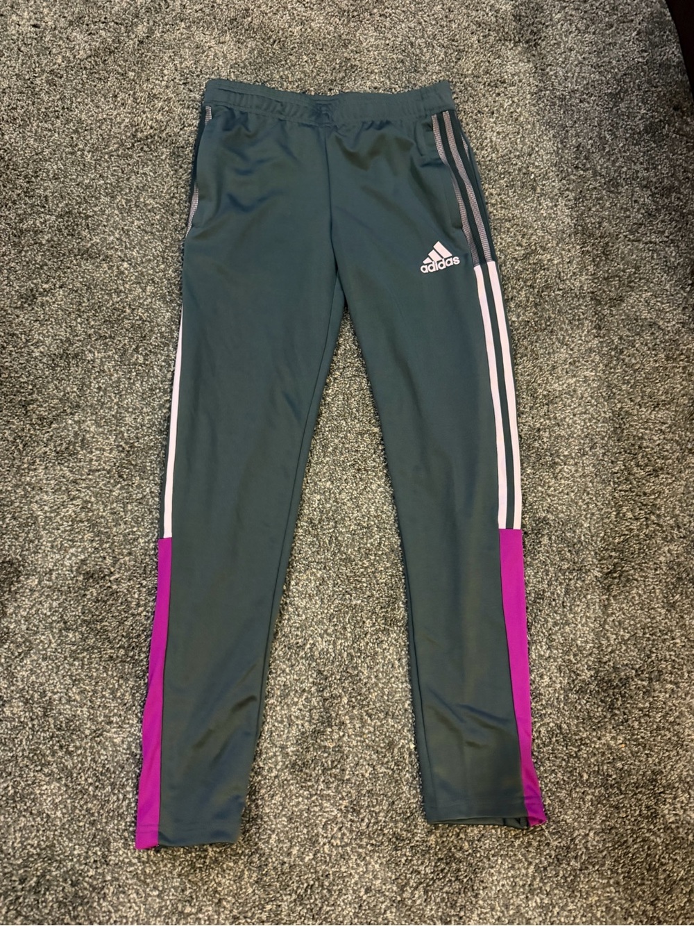 adidas Teal Joggers with Purple Panels and White Stripes